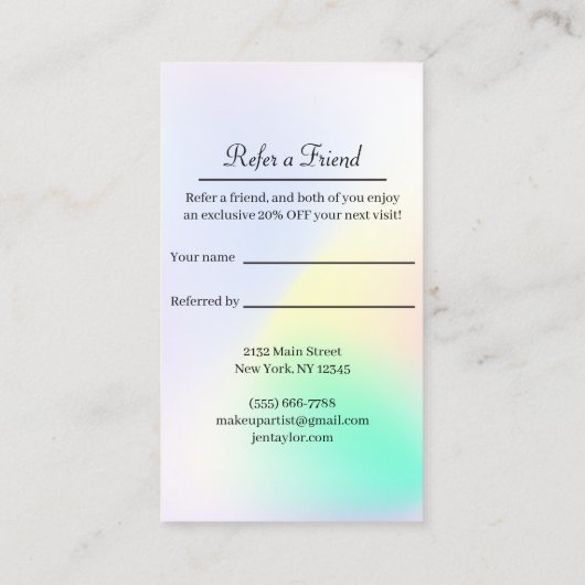 トレンディーホログラフィックグラディエントがフレンドを参照 紹介カード (裏面)