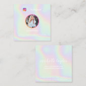 トレンディーホログラフィックパステルレインボーインスタグラム写真 コーリングカード (正面/裏面)