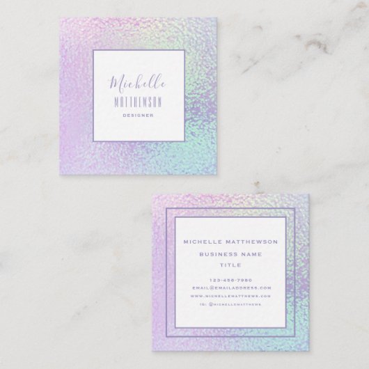 トレンディーホログラフィックプロフェッショナルチック スクエア名刺 (正面/裏面)