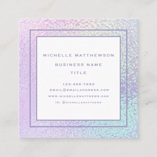 トレンディーホログラフィックプロフェッショナルチック スクエア名刺 (裏面)