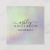 トレンディーホログラフィックユニコーンメイクアップヘア爪、 ネイルグラム スクエア名刺 (正面)