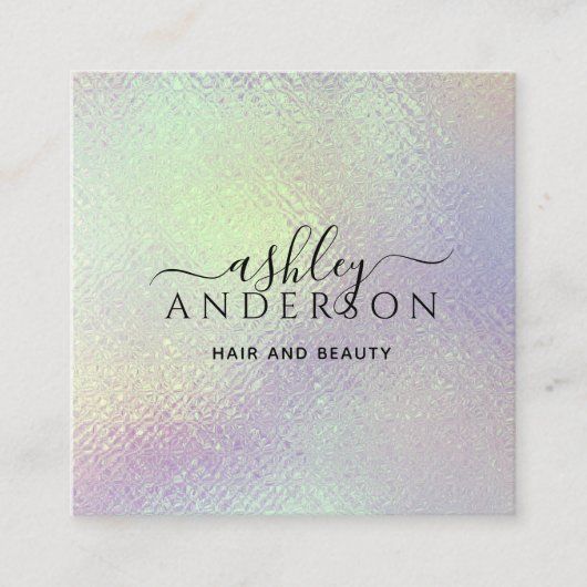 トレンディーホログラフィックユニコーンメイクアップヘア爪、 ネイルグラム スクエア名刺 (正面)