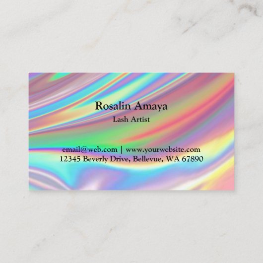 トレンディーホログラフィックラッシュテクメイクアップアーティスト 名刺 (裏面)