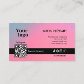 トレンディーホログラムスキャンによるソーシャルメディアのアイコンの接続 名刺 (裏面)