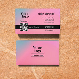 トレンディーホログラムスキャンによるソーシャルメディアのアイコンの接続 名刺