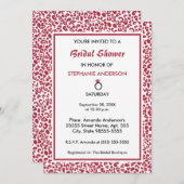 トレンディーホワイトとレッドヒョウのプリントブライダルシャワー 招待状 (正面/裏面)