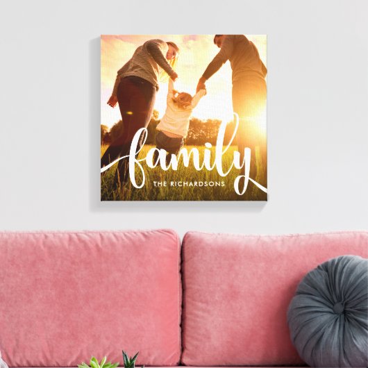 トレンディーホワイトオーバーレイ |家族の写真 キャンバスプリント (インサイチュ (リビング))