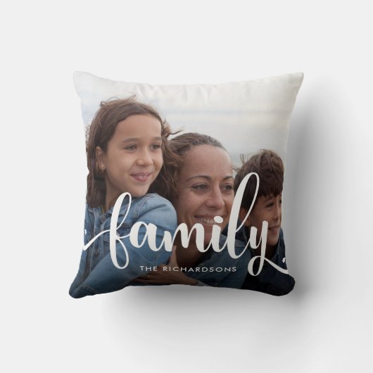トレンディーホワイトオーバーレイ |家族の写真 クッション (裏面)