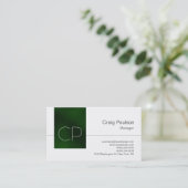 トレンディーホワイトグリーン澄んモノグラム名刺 名刺 (スタンド正面)