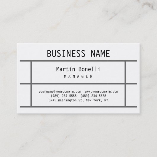 トレンディーホワイトグレー線マネージャの名刺 名刺 (正面)