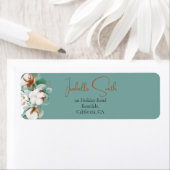 トレンディーホワイトコットンフローラブーケティール（緑がかった色） ラベル (インサイチュ)