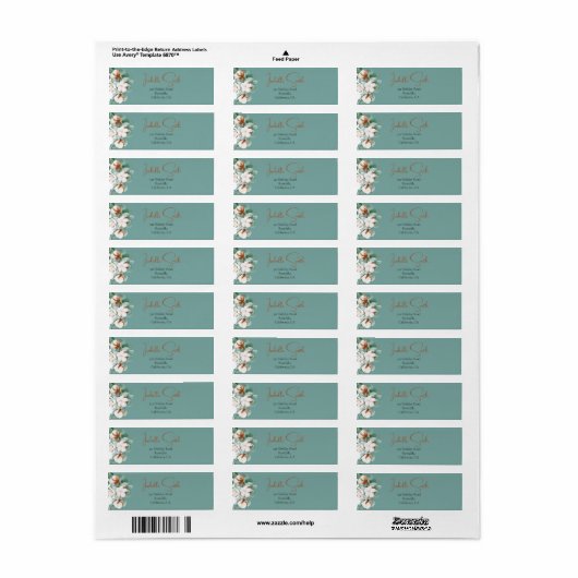 トレンディーホワイトコットンフローラブーケティール(緑がかった色) ラベル (フルシート)