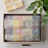 トレンディーホワイトジオメトリックオーナメントカラフルタイルアート 薄葉紙 (ギフト)