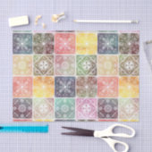 トレンディーホワイトジオメトリックオーナメントカラフルタイルアート 薄葉紙 (クラフト)