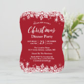 トレンディーホワイトスノーフレークスホリデークリスマスパーティー 招待状 (スタンド正面)