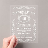 トレンディーホワイトタイポグラフィ大人の誕生日パーティー アクリル招待状 (インサイチュ (ポータブル))