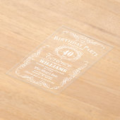 トレンディーホワイトタイポグラフィ大人の誕生日パーティー アクリル招待状 (レイダウン)