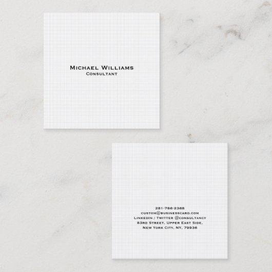 トレンディーホワイトチェックミニマモダンリストプロフェッショナル スクエア名刺 (正面/裏面)