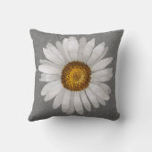 トレンディーホワイトデイジーウォーターカラーグレーグレー クッション (裏面)
