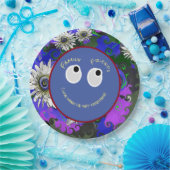 トレンディーホワイトデイジーズウィズブルー&パープルペチュニア ペーパープレート (パーティー)