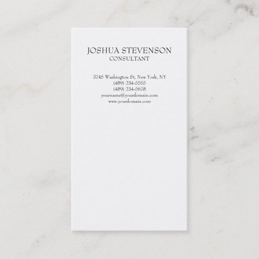 トレンディーホワイトプレーンシンプルミニマルスタイリッシュリスト 名刺 (正面)