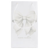 トレンディーホワイトボーパーソナライズされたグ(名前モノグラム) スモールペーパーバッグ (裏面)