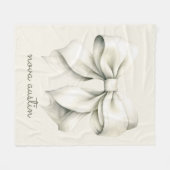 トレンディーホワイトボーパーソナライズされたグ（名前モノグラム） フリースブランケット (正面(横))