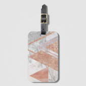 トレンディーホワイトマーブルバラ金ゴールド三角形ジオメトリ ラゲッジタグ (正面縦)