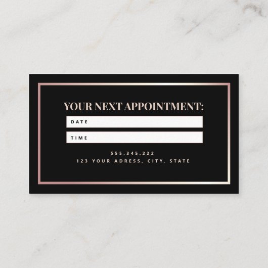 トレンディーホワイトマーブルメイクアップアーティストヘアサロン 予約カード (裏面)