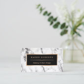 トレンディーホワイトマーブルメイクアップアーティストヘアサロン 名刺 (スタンド正面)