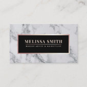 トレンディーホワイトマーブル化粧アーティストヘアサロン 名刺 (正面)