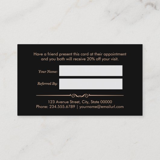 トレンディーホワイトマーブル美しいサロン紹介カード 紹介カード (裏面)