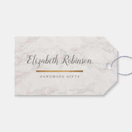 トレンディーホワイトマーブル&金ゴールドグリッター手作りギフト ギフトタグ