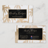 トレンディーホワイトモダン金ゴールドパームツリーズプロフェッショナル 名刺 (正面/裏面)