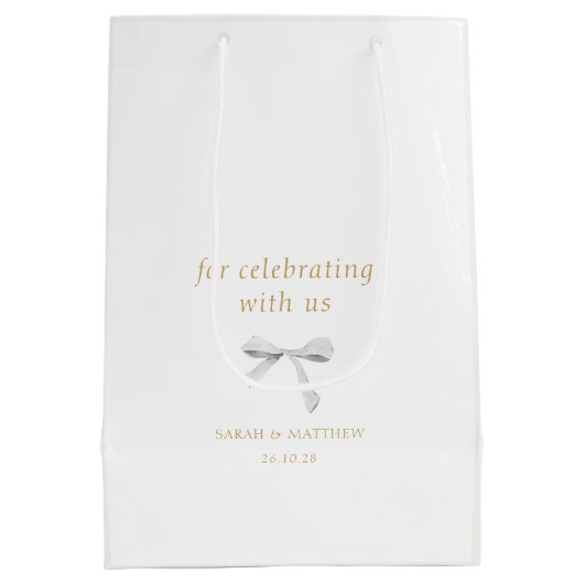 トレンディーホワイトリ結婚ボンありがとう ミディアムペーパーバッグ (裏面)