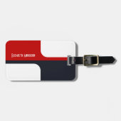 トレンディーホワイトレッドとネイビーのグラフィックカラーブロック ラゲッジタグ (正面横)