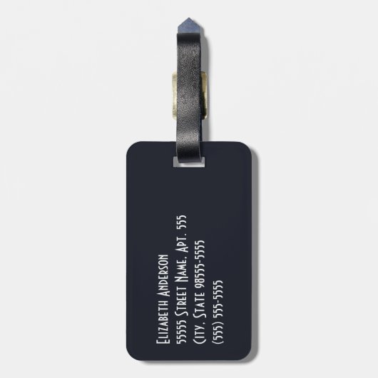 トレンディーホワイトレッドとネイビーのグラフィックカラーブロック ラゲッジタグ (裏面縦)