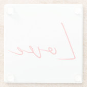 トレンディーホワイトレッド結婚ラブの手書き名 ガラスコースター (裏面)