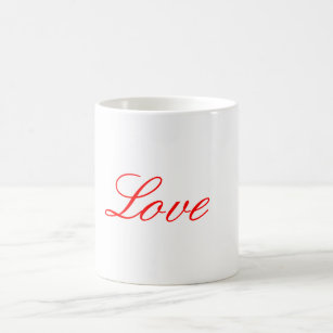 トレンディーホワイトレッド結婚ラブの手書き名 コーヒーマグカップ