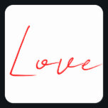 トレンディーホワイトレッド結婚ラブの手書き名 スクエアシール<br><div class="desc">シンプルなミニマルモダンデザイン。彼らは全シンプルて魅力的モダンだ。</div>