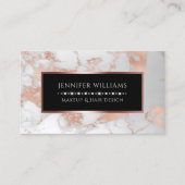 トレンディーホワイトローズ金ゴールドマーブルメイクアップアーティストサロン 名刺 (正面)