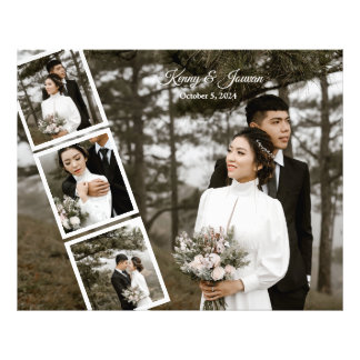 トレンディーホワイト回転木馬結婚の写真コラージュ フォトプリント           