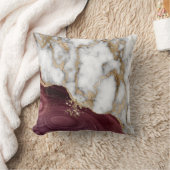 トレンディーホワイト金ゴールドバーガンディ大理石のテクスチャ クッション (ブランケット)