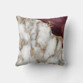 トレンディーホワイト金ゴールドバーガンディ大理石のテクスチャ クッション (裏面)