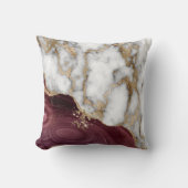 トレンディーホワイト金ゴールドバーガンディ大理石のテクスチャ クッション (正面)