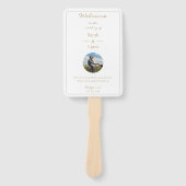 トレンディーホワイト&ゴールデンカップルフォト結婚式 プログラム ハンドファン (正面)