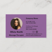 トレンディーホワイト&パープルマッサージ名刺 ロイヤリティカード (裏面)