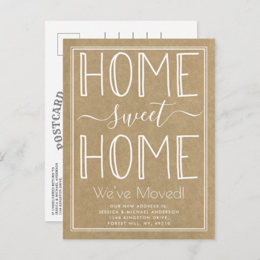 トレンディーホームスイートホームタイポグラフィクラフトムービング 案内ポストカード (正面/裏面)