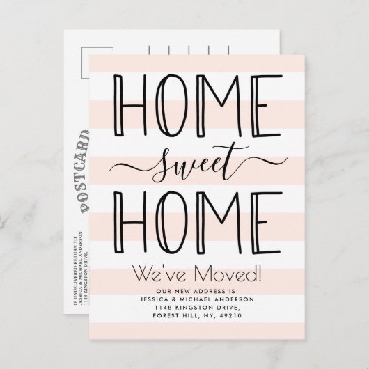 トレンディーホームスイートホームタイポグラフィ赤面ムービング 案内ポストカード (正面/裏面)