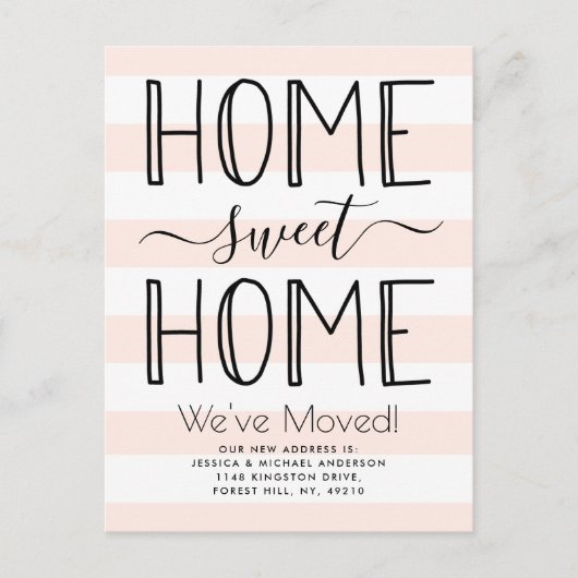 トレンディーホームスイートホームタイポグラフィ赤面ムービング 案内ポストカード (正面)